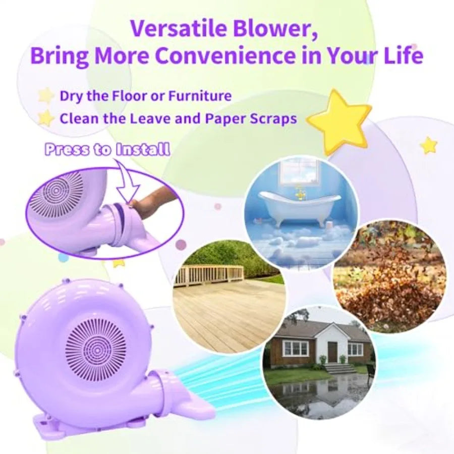 520W Purple Air Blower for Inflatable Bounce House, Water Slide, Jumping Castle & more