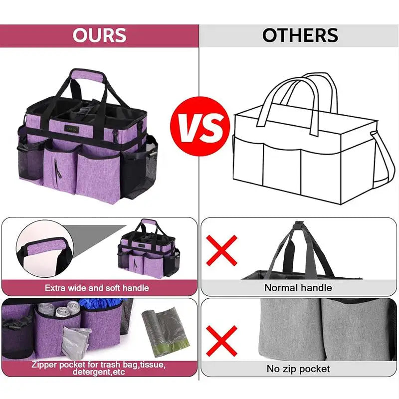 Large Tote Bag with Adjustable Shoulder Strap and Waist Belt, Multi-Pocket Caddy Organizer
