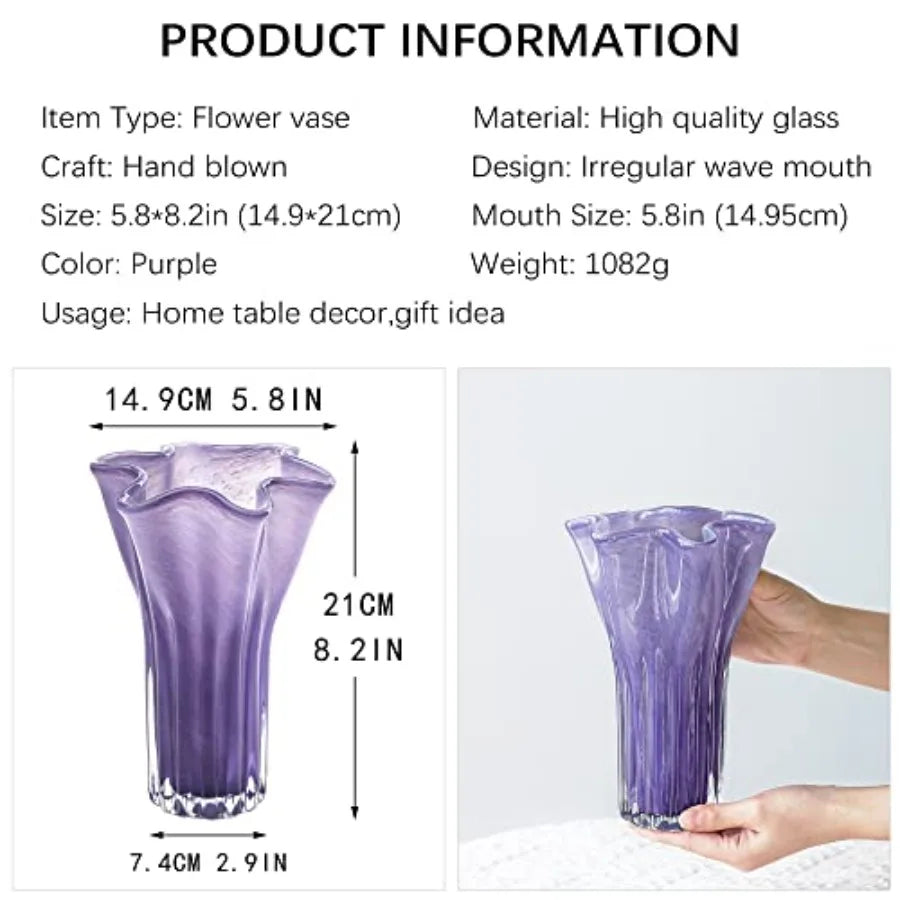 8'' Blown Glass Flower Vase
