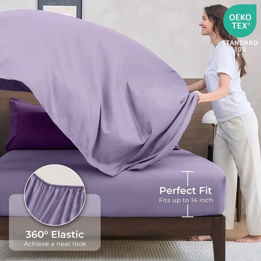 Purple & Light Purple Queen Comforter Set 7Piece All Season Bed in a Bag