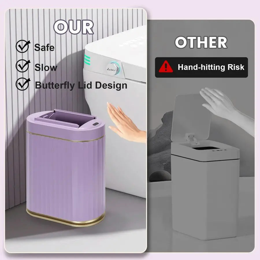 Bathroom Trash Can with Lid Butterfly, Motion Sensor Trash Can