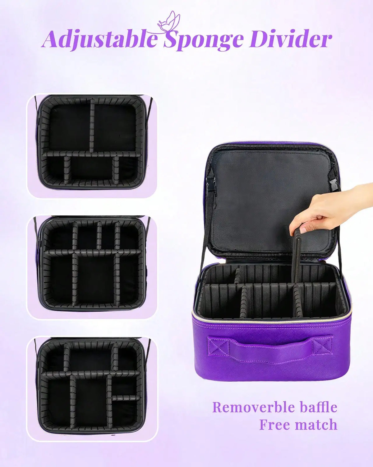 Large Capacity Travel Makeup Bag with 6 Compartments