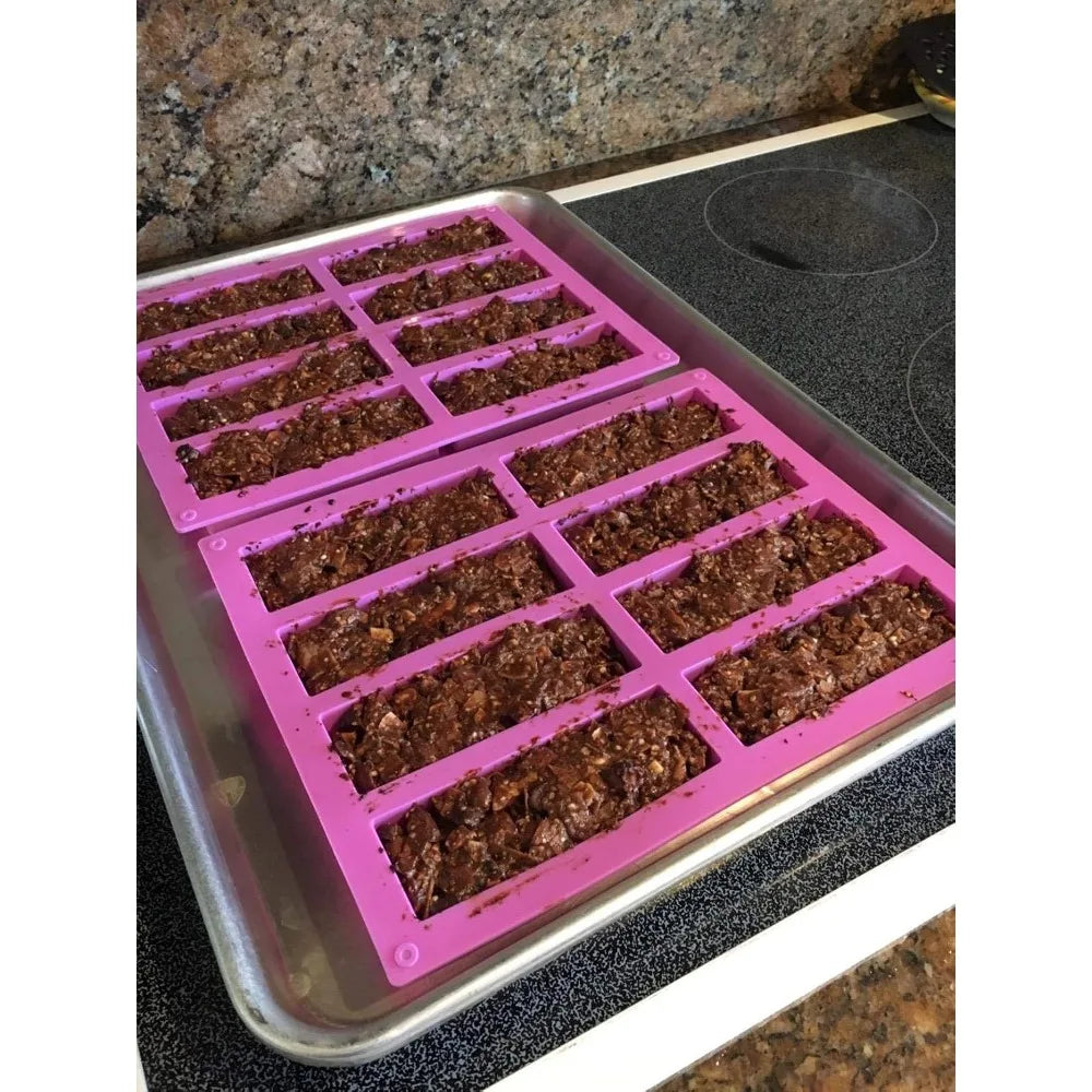 8 Cavity Rectangle Silicone Mold for Granola Bars, Chocolate, Brownies, Cheesecake - Non-Stick, Reusable, Oven Safe