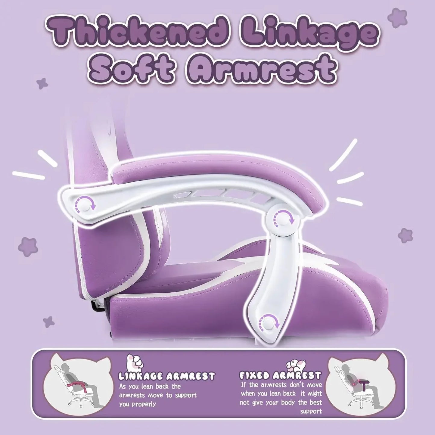 Gaming Chair Cute with Cat Ears,Ergonomic Computer Chair for Girl with Footrest and Headrest,Comfortable Reclining