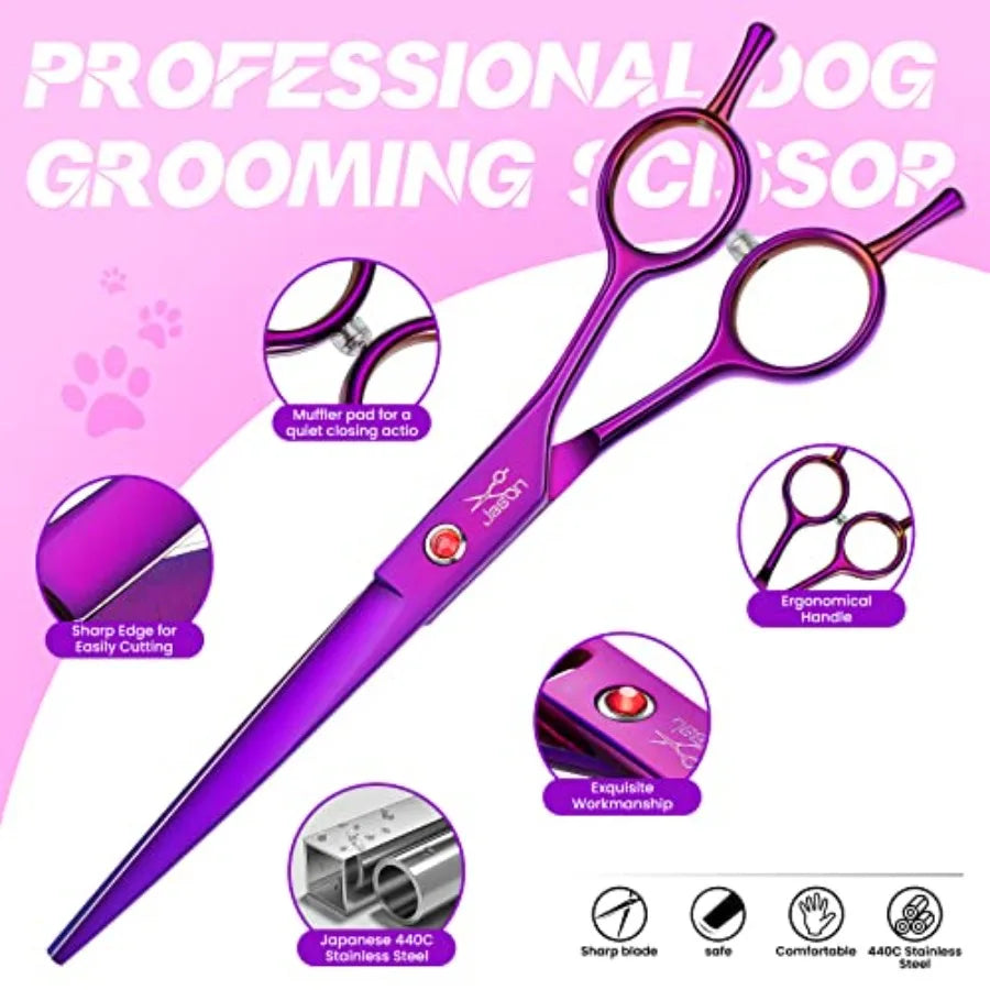 Dog Grooming Scissors Kit Professional 7-in-1 Shears Set