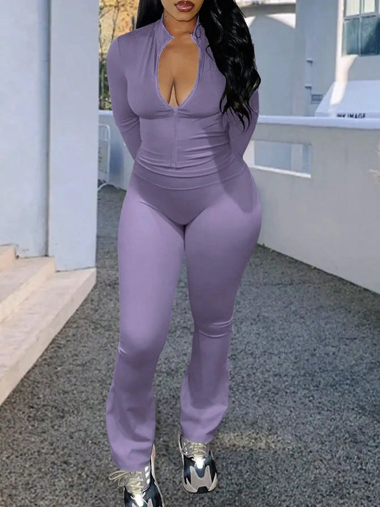 3-piece Summer Casual Sportswear Set-- Sports Top and Flared Pants for Women