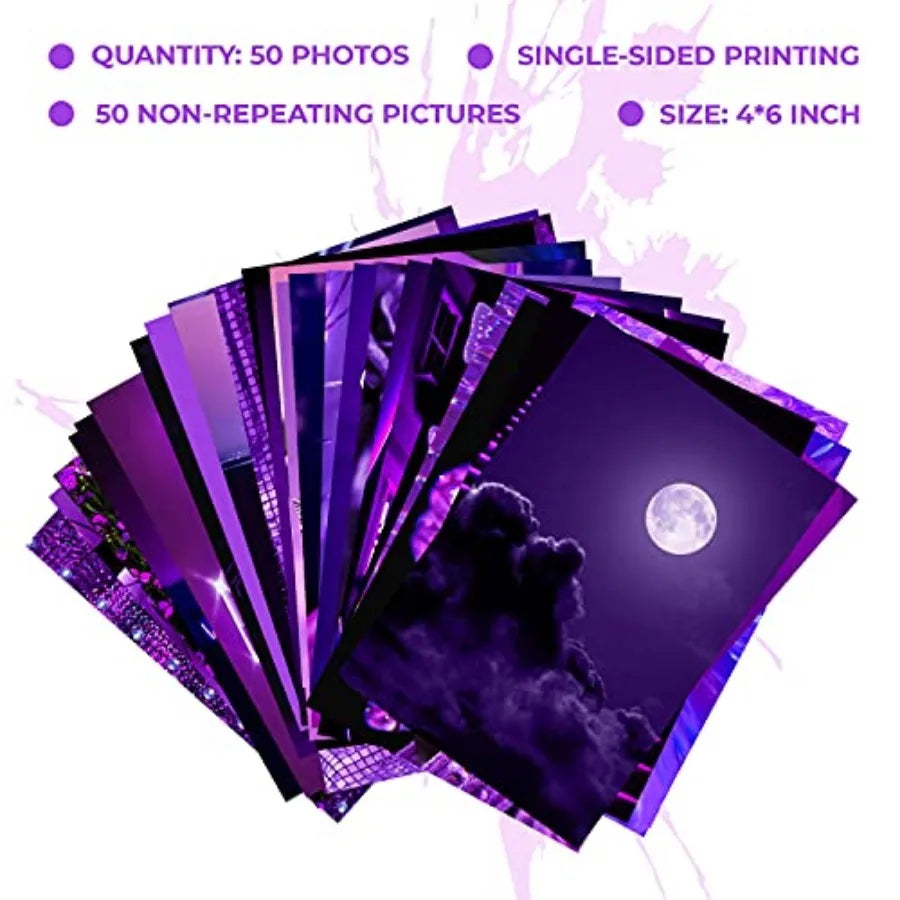Purple Photo Wall Collage Kit Bedroom Decor for Teens, Trendy, 50PCS 4x6 INCH