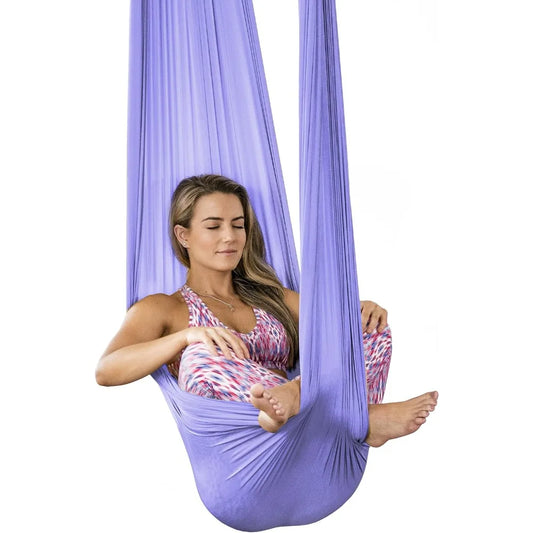 Silk Aerial Yoga Swing & Hammock Kit for Improved Yoga Inversions, Flexibility & Core Strength