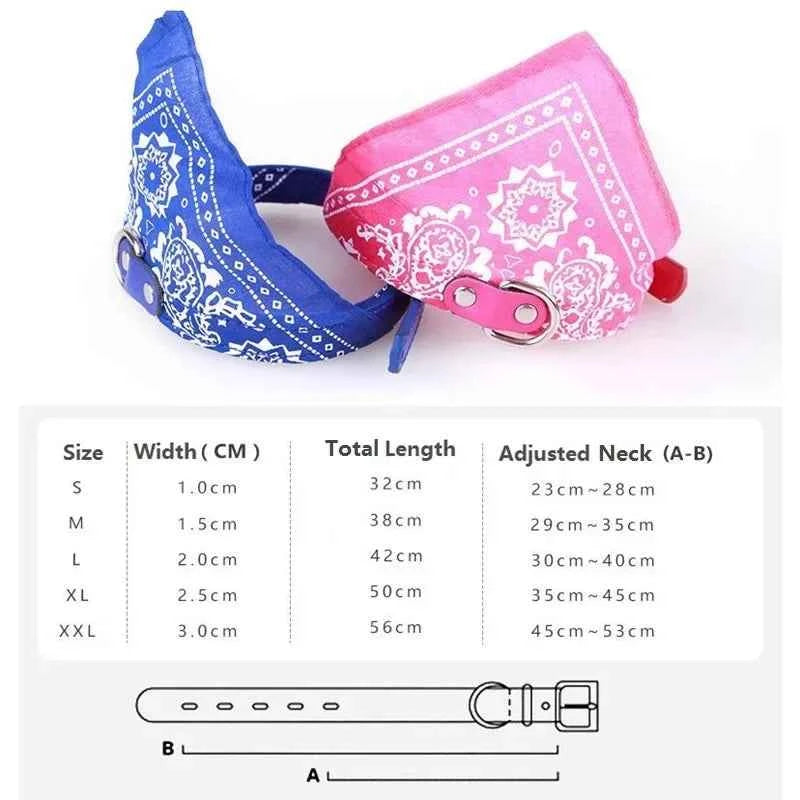 Adjustable Dog Bandana Leather Printed Soft Collar