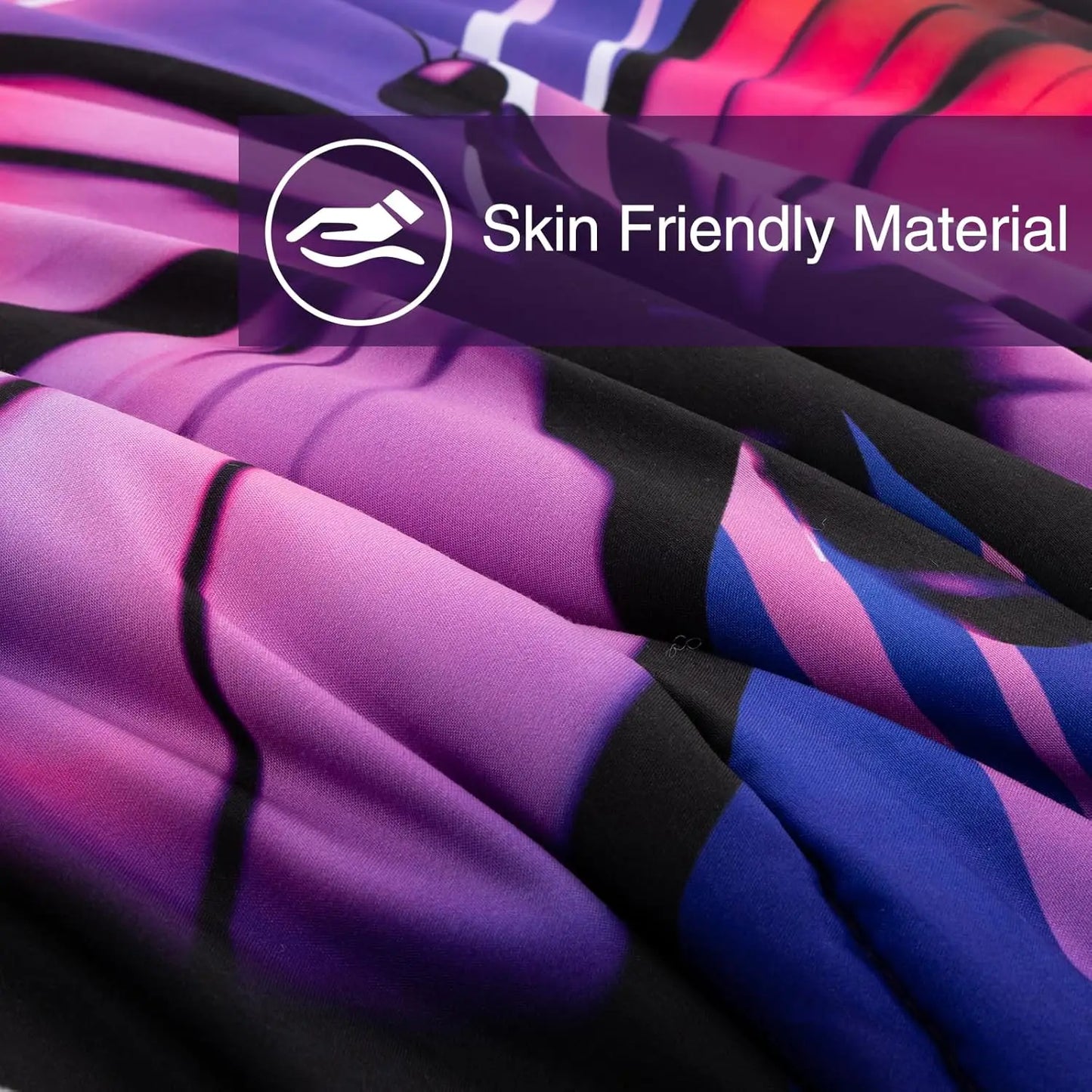 Dreamy Purple Butterfly Bedding Set with Black & Purple Comforter-Queen size