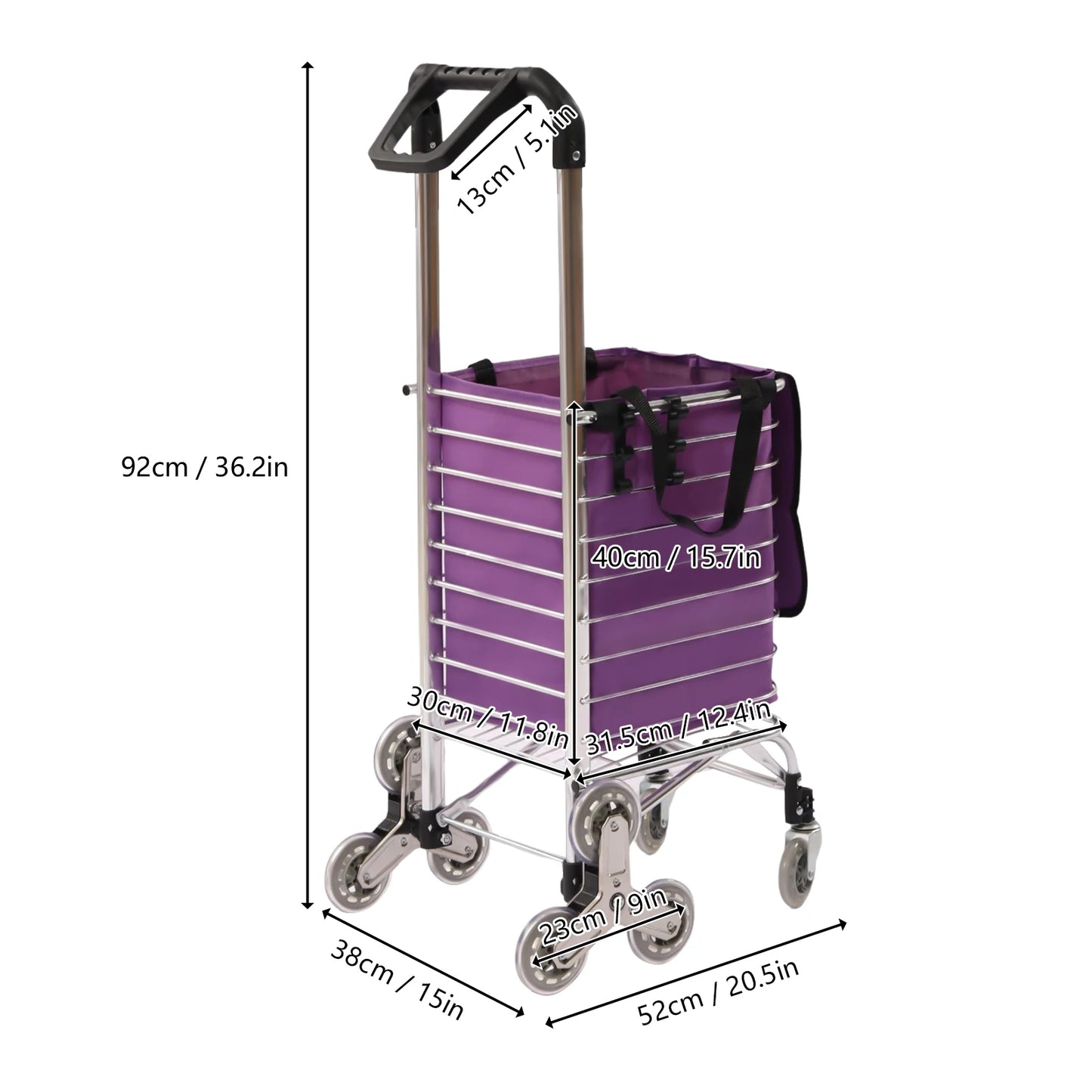 35L Folding Shopping Cart W/ 8 Wheels,
