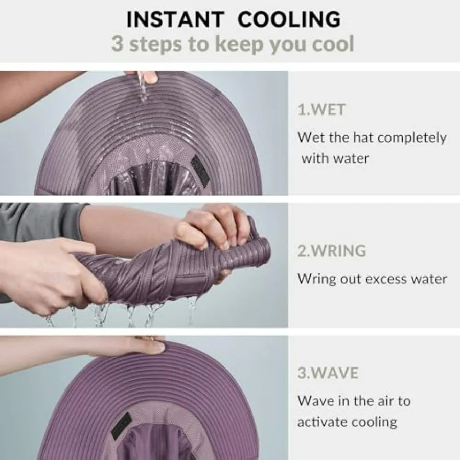 Cooling Sun Hat for Men Women UPF50+ Wide Brim with Neck Flap, Adjustable, Foldable