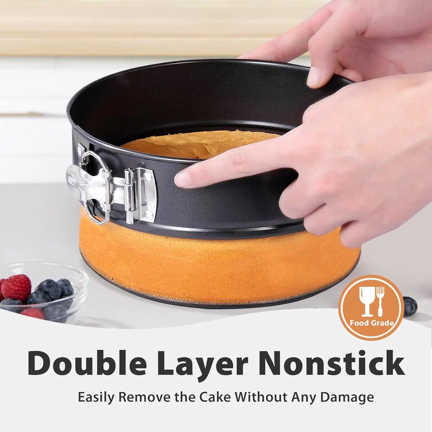 Nonstick Springform Pan 9 Inch Leakproof with Silicone Protector and 50 Parchment Papers