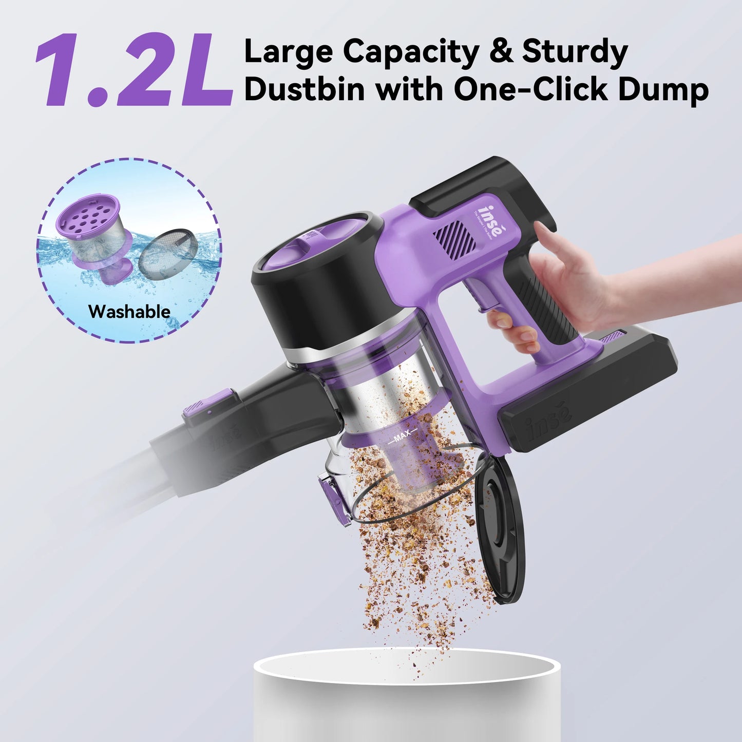 Cordless Vacuum Cleaner, 6-in-1 Stick Vacuum with 30Kpa 350W Suction, Max 50 Min Runtime Rechargeable