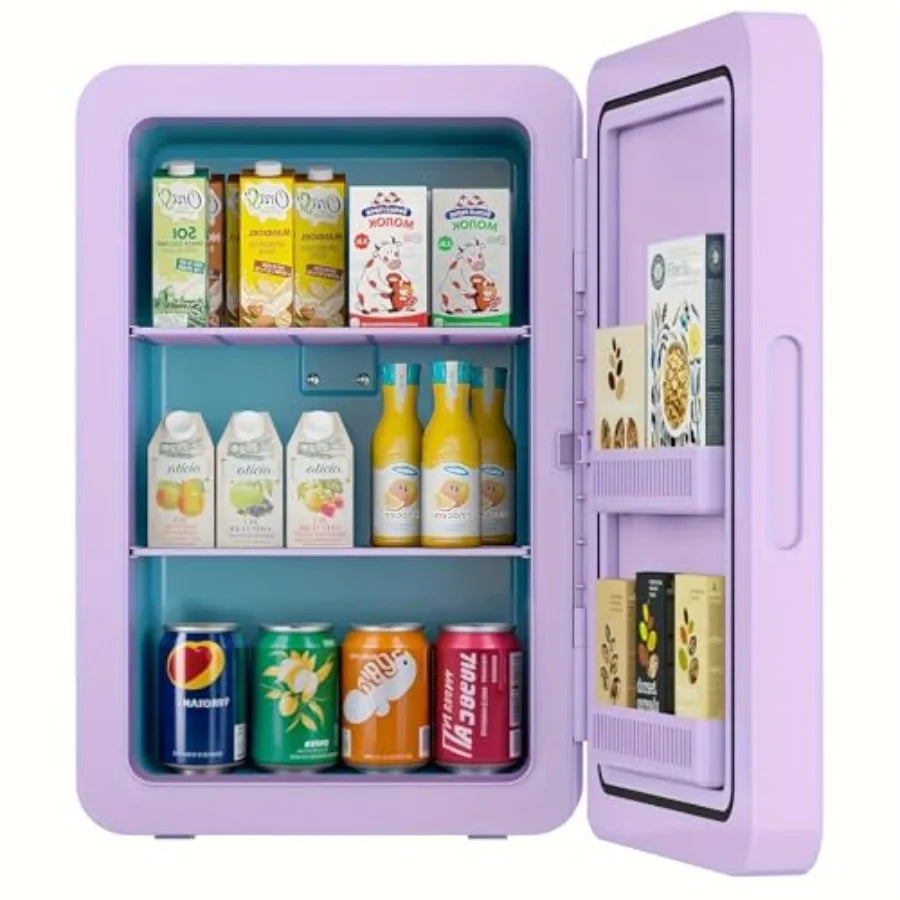 22L 30Cans Mini Fridge for Bedroom 12V DC Portable Cooler Warmer with Glass Front