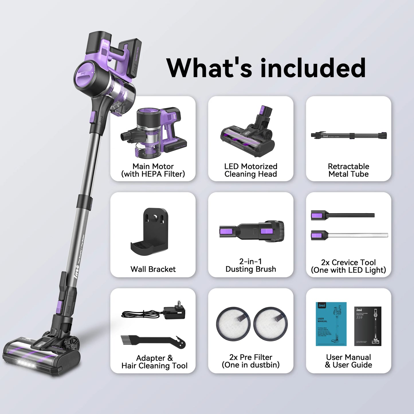 Cordless Vacuum Cleaner, 6-in-1 Stick Vacuum with 30Kpa 350W Suction, Max 50 Min Runtime Rechargeable
