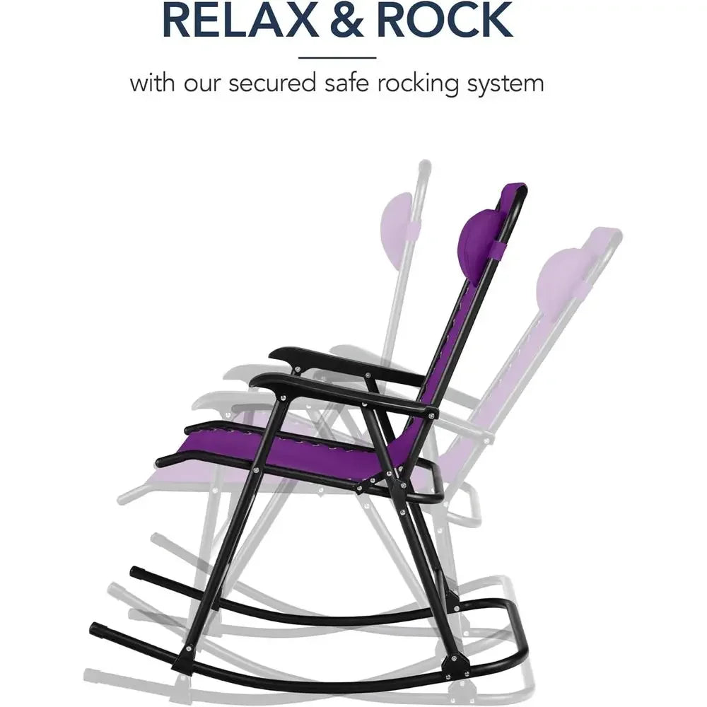 Amethyst Purple Zero Gravity Reclining Outdoor Rocking Chair with Adjustable Pillow