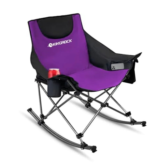 Oversized Rocking Camping Chair with Headrest and Carry Bag