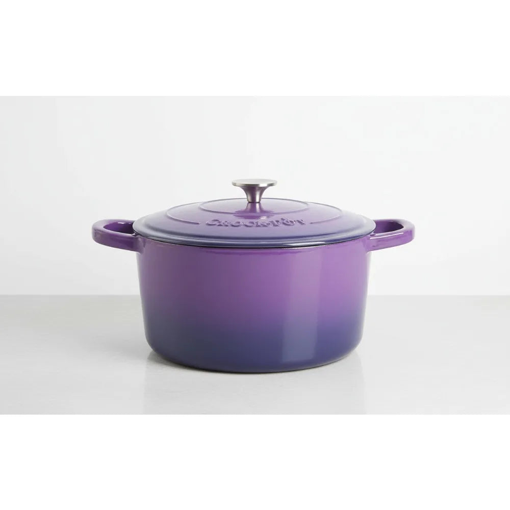 7-Quart Purple Enameled Cast Iron Dutch Oven for Slow Cooking, Baking & Braising