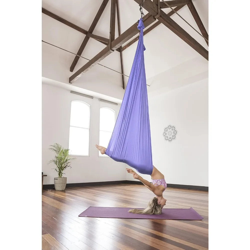 Silk Aerial Yoga Swing & Hammock Kit for Improved Yoga Inversions, Flexibility & Core Strength