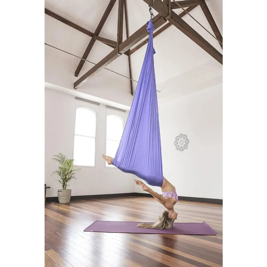 Silk Aerial Yoga Swing & Hammock Kit for Improved Yoga Inversions, Flexibility & Core Strength