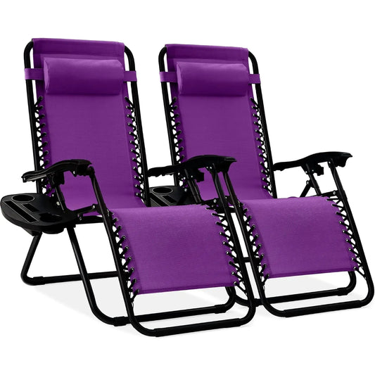 2-Pack Zero-Gravity Mesh Recliners w/Pillows & Cup Trays, Custom
