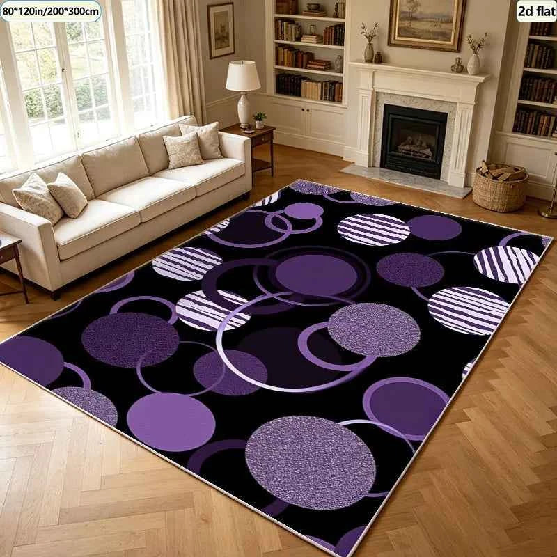Purple Circular Abstract Geometric Carpet,