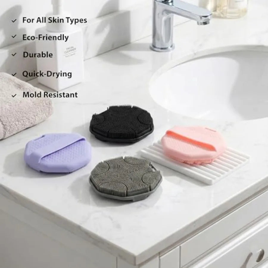 2 Pack Silicone Exfoliating Body Scrubber with Handle