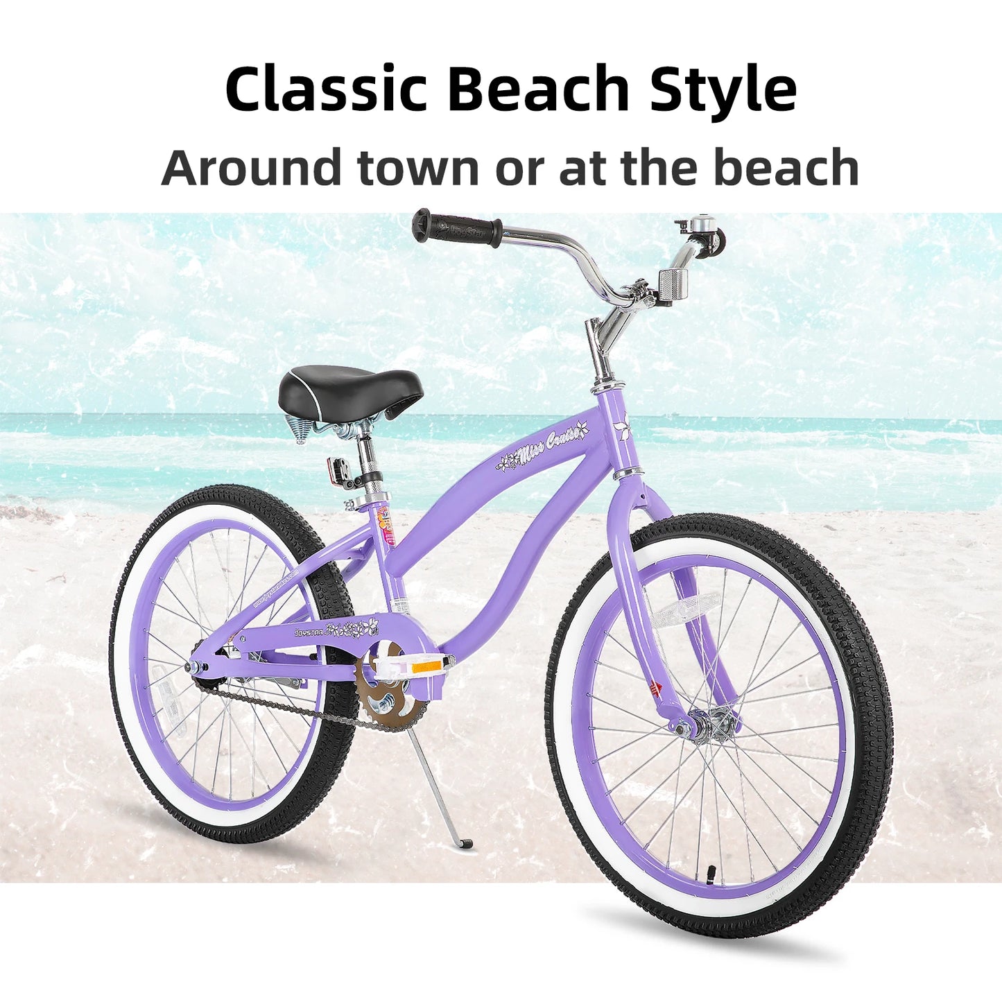 JOYSTAR 20" 24"  Beach Cruiser Bike for Girls, Boys, Men and Women, Single Speed Kids Cruiser Bikes with Coaster Brake