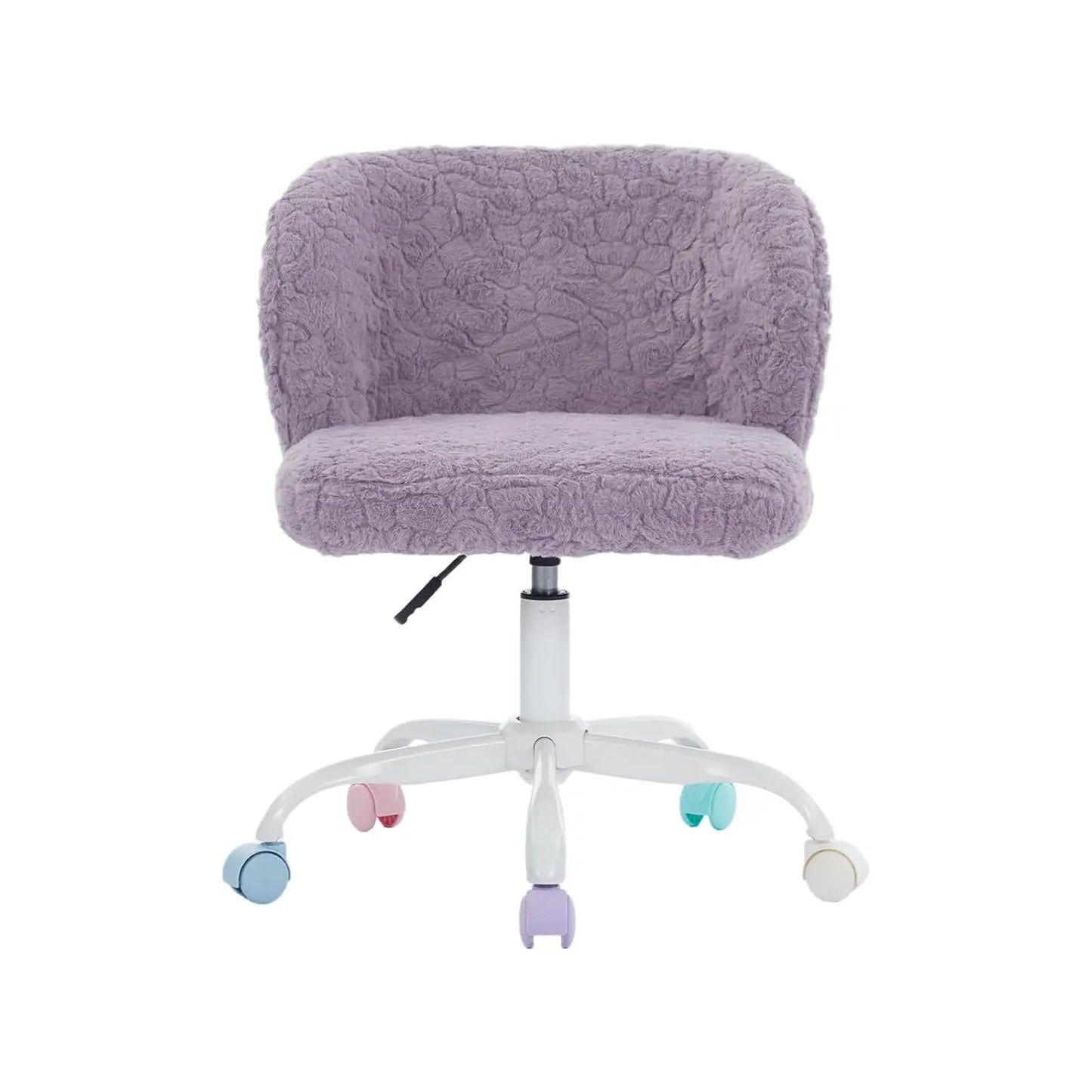 Upholstered Adjustable Swivel Vanity Chair with Wheels & Gold Base