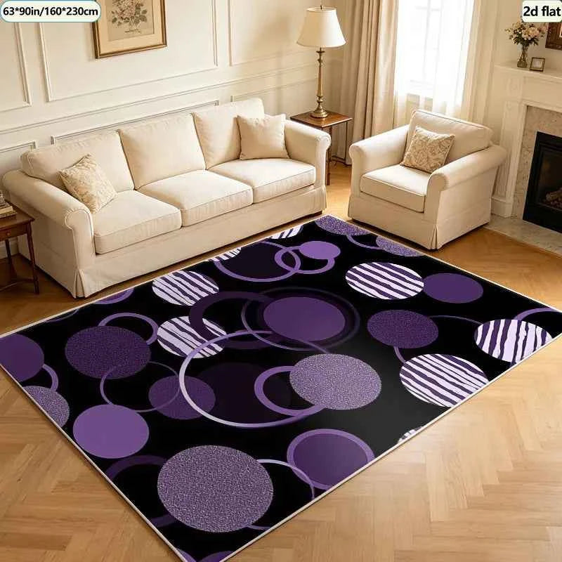Purple Circular Abstract Geometric Carpet,