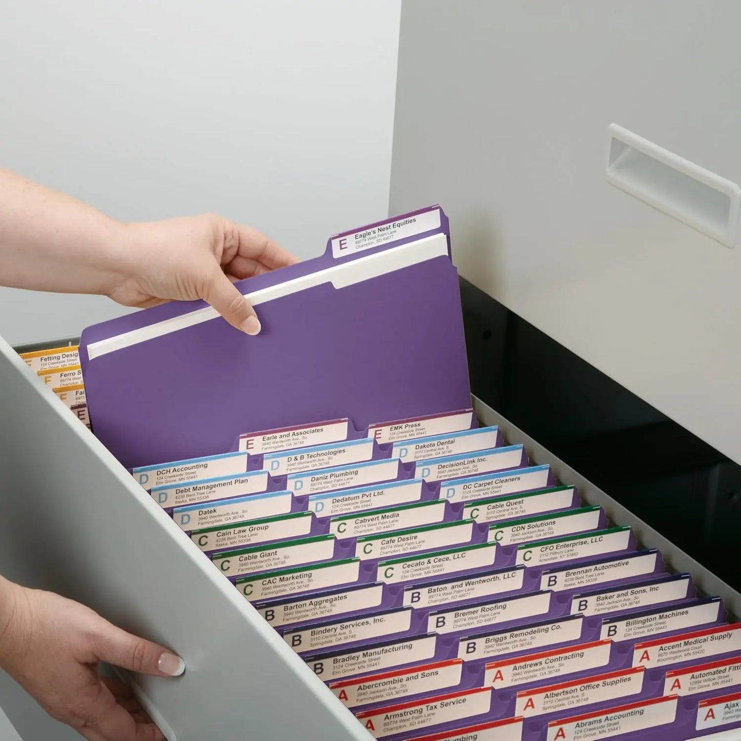 100 Purple Letter Size File Folders with 1/3-Cut Tabs