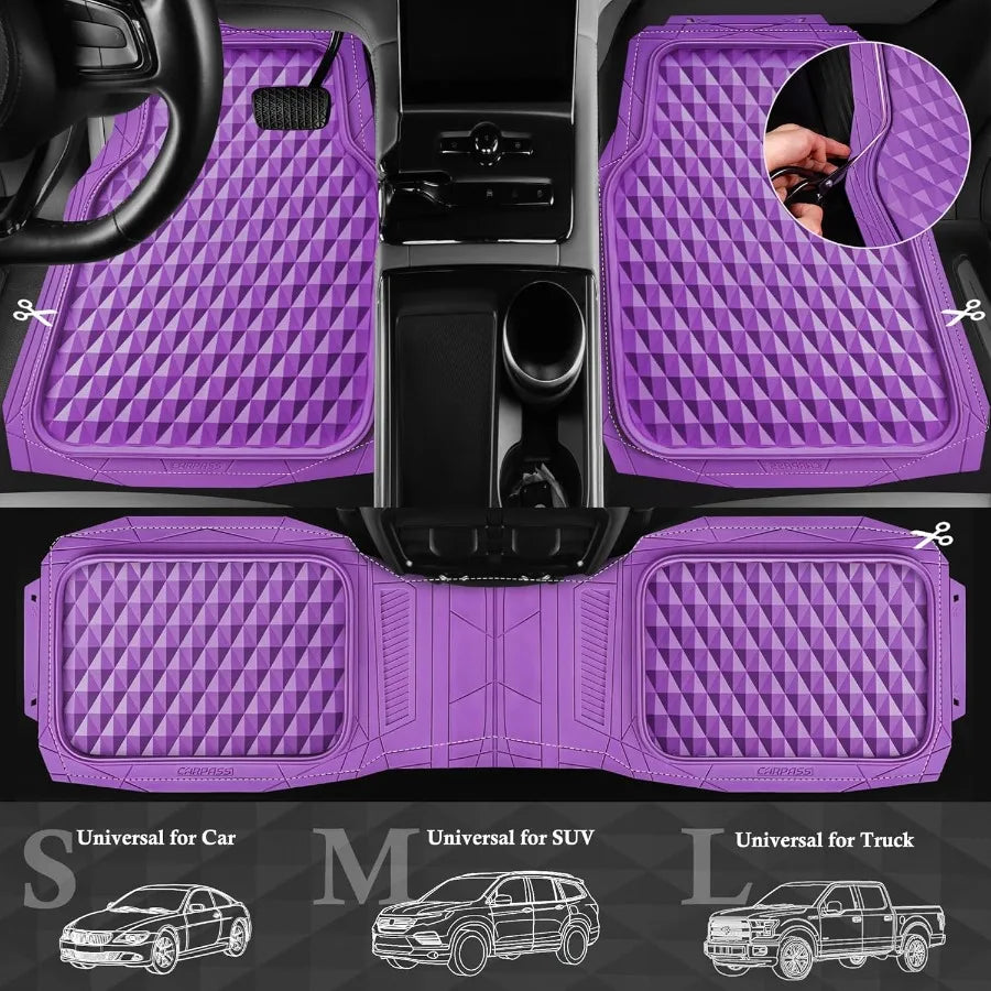 Heavy Duty Rubber Purple Car Floor Mats Cargo Liners