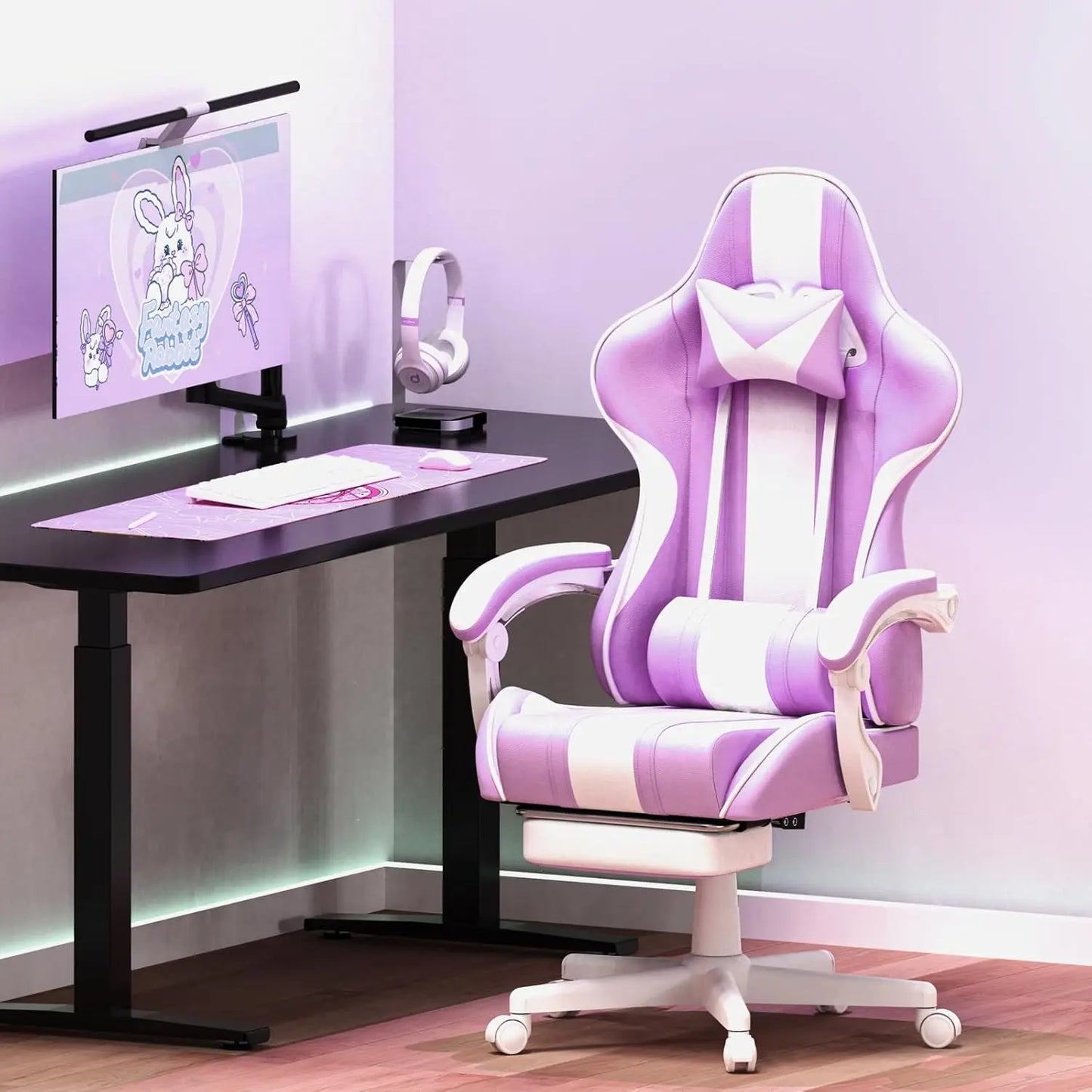 Gaming Chairs, Ergonomic Racing Style PC Game Computer Chair with Headrest Lumbar Support Adjustable Recliner