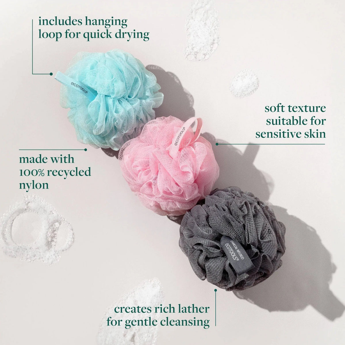 Delicate Purple Bath Pouf Soft Recycled Mesh Shower Sponge