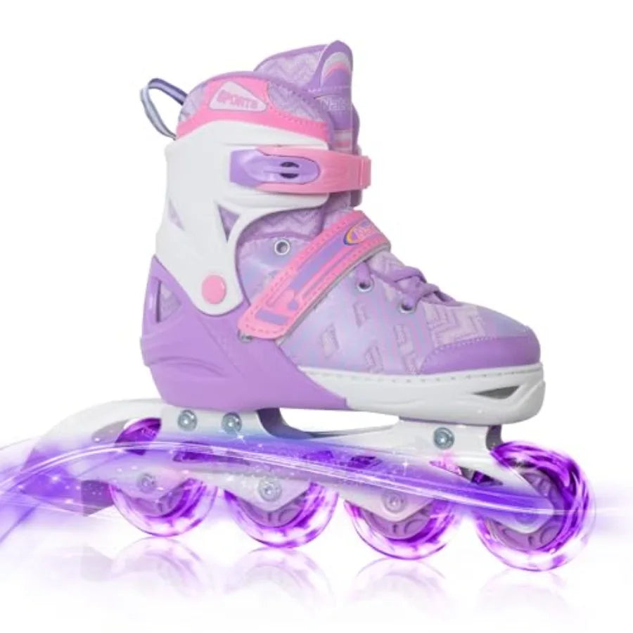 Adjustable Inline Skates, with Light up Wheels,
