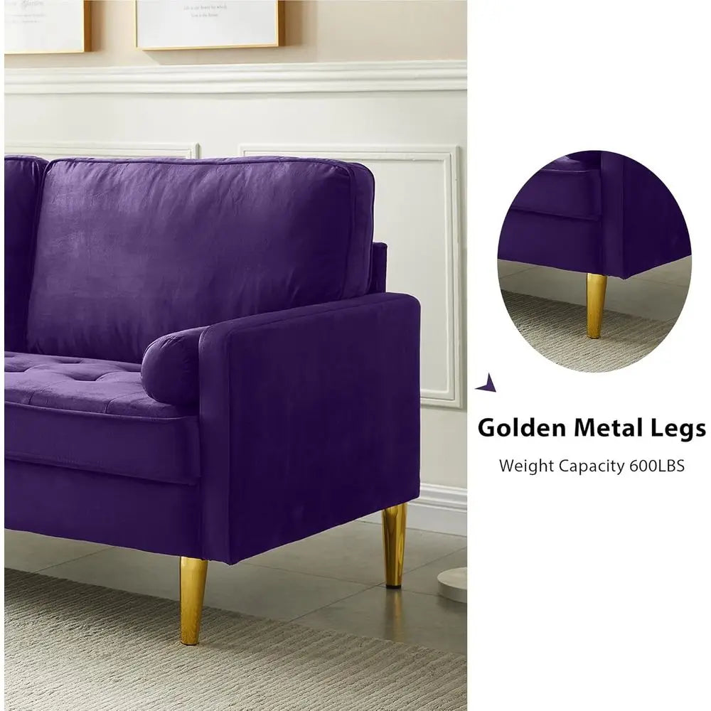 Upholstered 2-Seater Velvet Loveseat, 66.9 Length