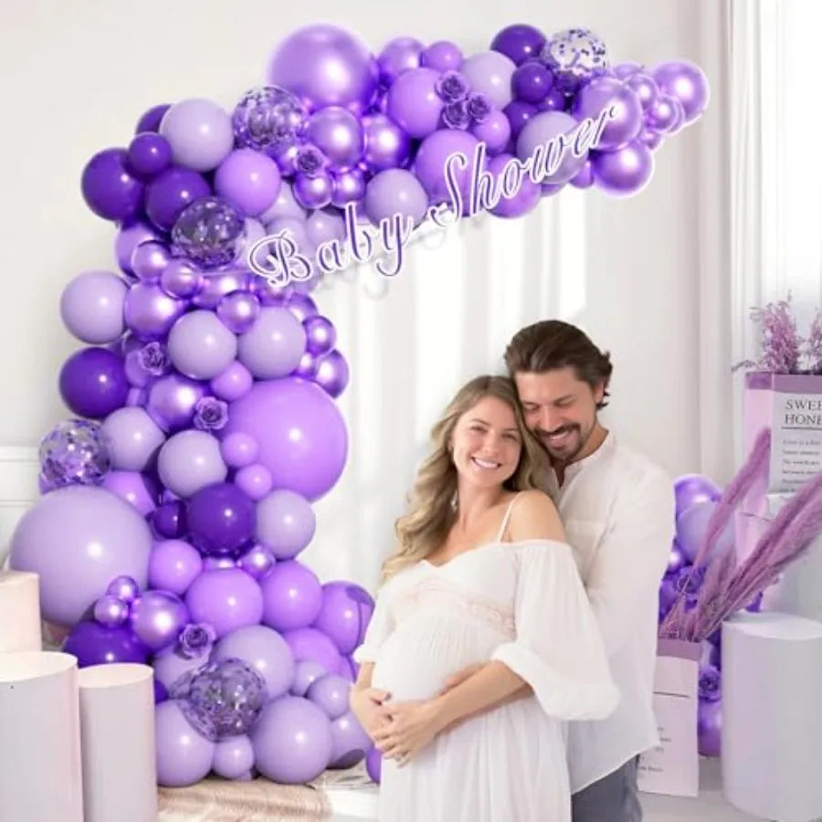 136 pcs Purple Balloons Garland Arch Kit