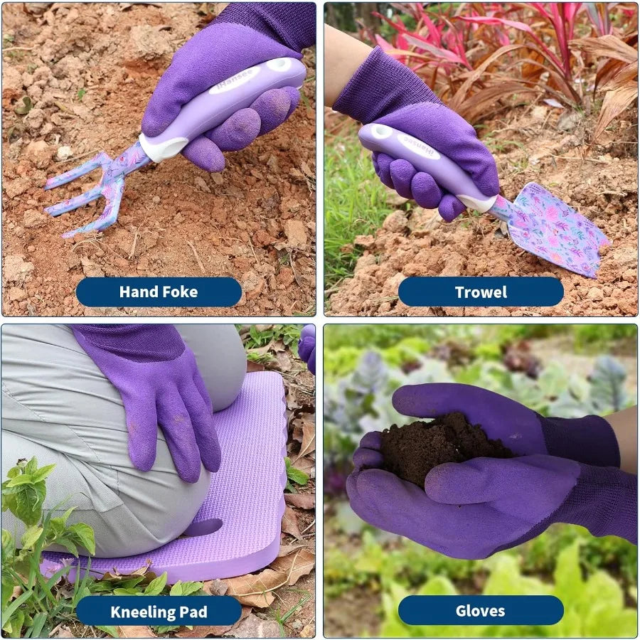 10Piece Aluminum Alloy Steel Hand Tools with NonSlip Ergonomic Handle for Gardening