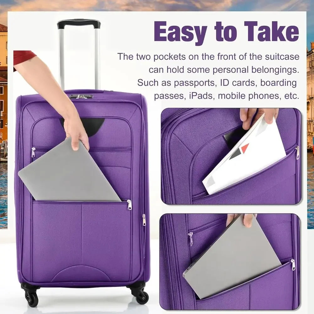 3-Piece Expandable Spinner Luggage Set with Dual Bag Wheels, 22, 26, 30