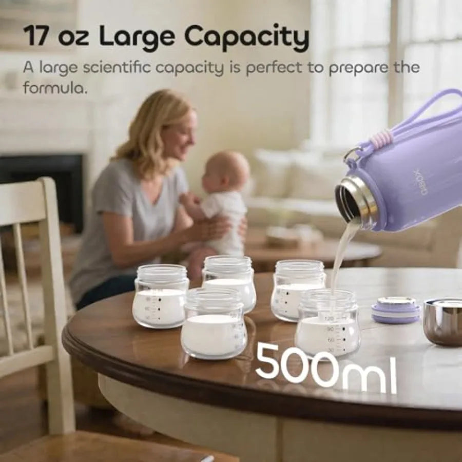 Portable Bottle Warmer for Travel - 3Min Fast Heating of Breast Milk and Formula, 36W Fast Charge, 17 oz Large Capacity