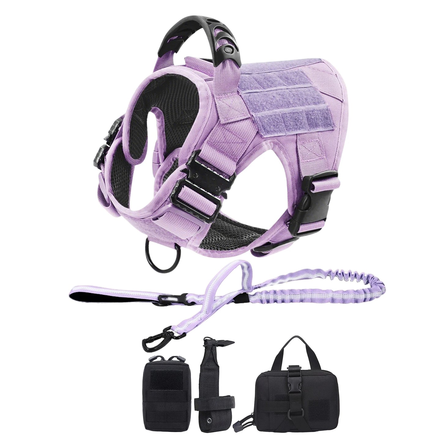 Military Dog Harness For Large/ Medium Dogs: Harnesses, Leash, Adjustable Tactical Training Vest
