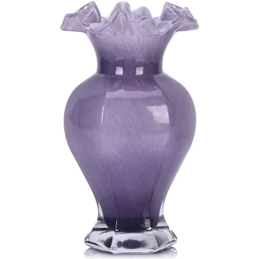 9.5" Tall Glass Vase Beautiful Hand Blown Glass - Purpleobsessions