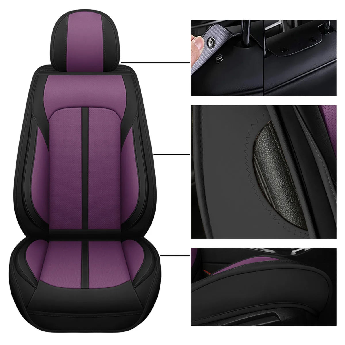 PU Leather Car Seat Covers Full Set,  Fit For Toyota Hybrid RAV4, Camry, Corolla, 4Runner, Prius, C-HR, Avalon, Crown