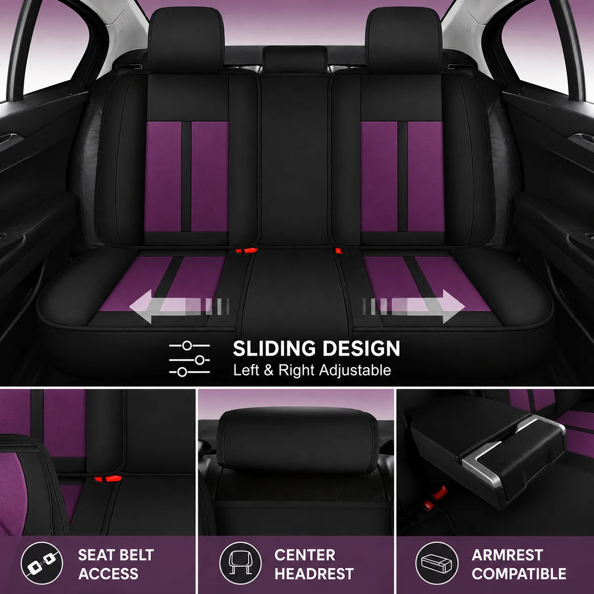 Car Seat Covers Full Set 5 Seat, Fit for Ford Escape, Edge, Focus, Fusion, Mustang Mach-E, Maverick, EcoSport, Taurus, NAPPA Leather Car Seat Protector