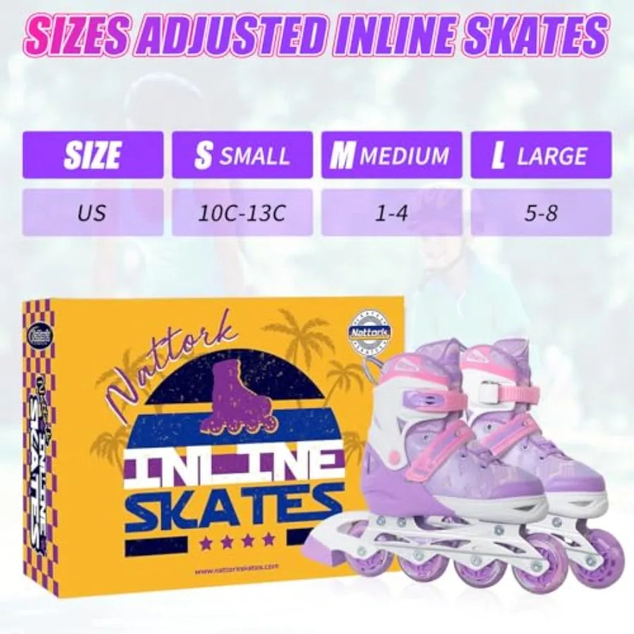 Adjustable Inline Skates, with Light up Wheels,