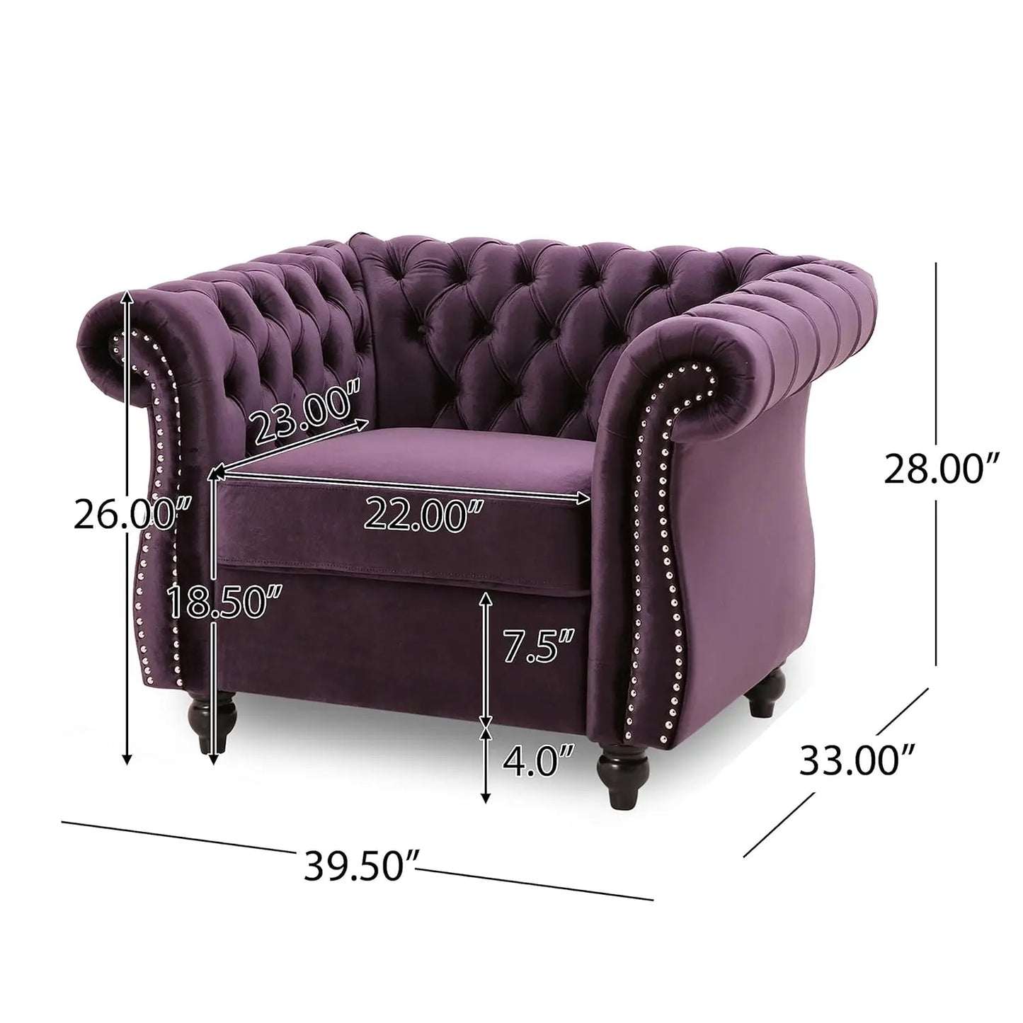 Tufted Velvet Club Chair Button-Tufted Upholstered Accent Seat