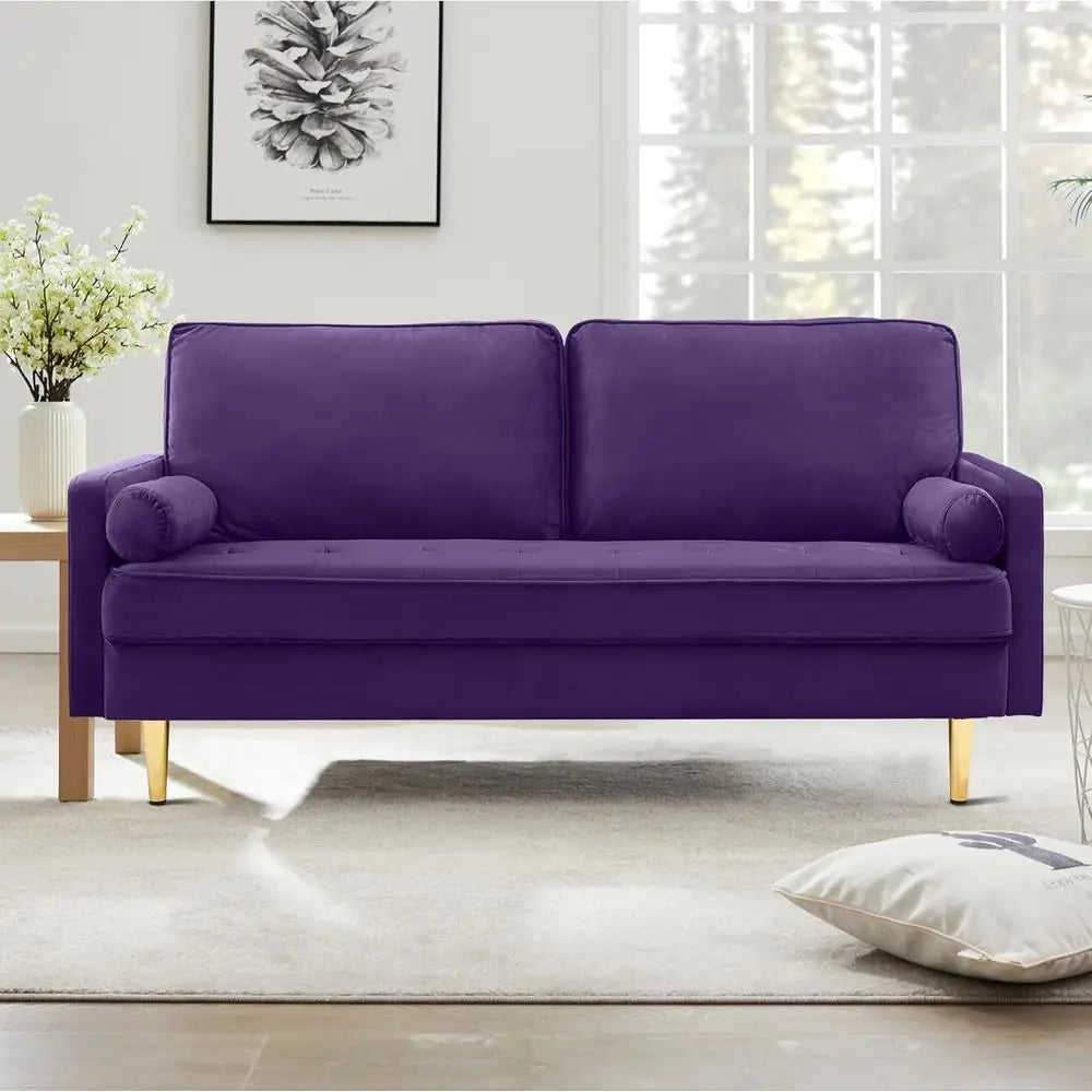 Upholstered 2-Seater Velvet Loveseat, 66.9 Length