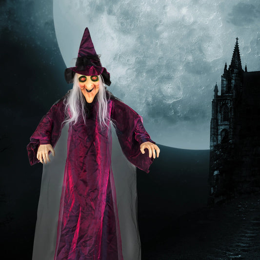71 in Life Size Hanging Witch Animatronic Talking Halloween Decoration,