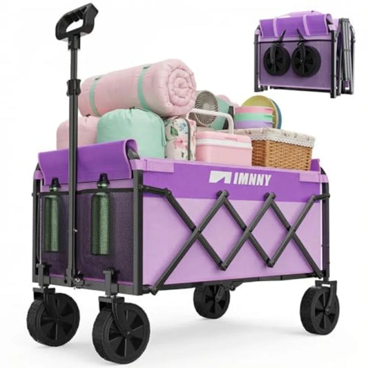 Purple Collapsible Wagon Cart Lightweight 220lbs Capacity